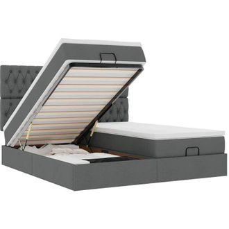vidaXL Vidaxl - Estructura Cama Otomana Colchones Tela Gris Oscuro 180x200cm