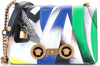 Versace Medusa Padlock Icon Flap Bag Printed Leather Medium