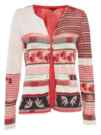 Kenzo patterned button-up cardigan - women - Polyamide/Cotton/Viscose - M - Red
