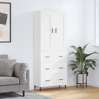 vidaXL Aparador Alto Madera Contrachapada Blanco 69,5x34x180 Cm Vidaxl