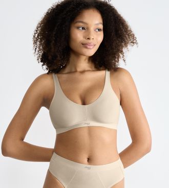 sloggi Soft-BH SLOGGI EVER Ease, Damen, Gr. XL, N-Gr, beige (sand beige), Single Jersey, Obermaterial: 82% Baumwolle, 18% Elasthan, BHs Soft-BH, temperaturau