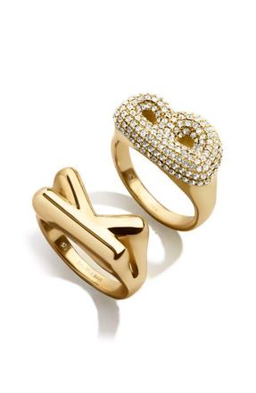 BaubleBar Pav&eacute; Bubble Initial Ring in Gold Initial at Nordstrom, Size 8