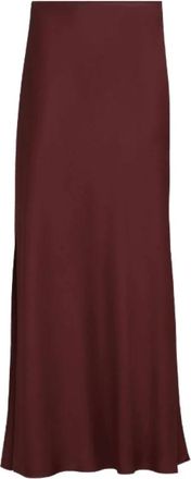 Brunello Cucinelli Satin Cady Vloeiende Schuin-Gesneden Rok - Dames - Maxi Rokken - Rood - L - Satijn - Rokken
