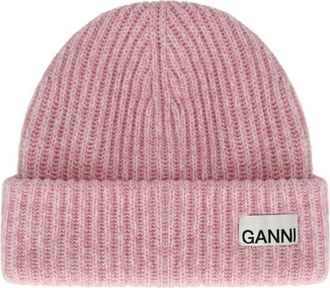 Ganni Pink Oversize Ribbed Beanie