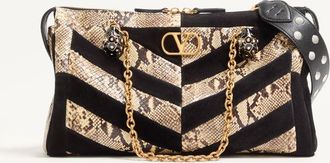 Valentino Garavani Valentino Garavani Panthea Python And Suede Chevron Motif Shoulder Bag Wo