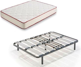 HOGAR 24 Rt50 - Colch&oacute;n Viscoel&aacute;stico + Somier Multil&aacute;minas Con Patas, Medida 80x190 Cm, Anti-acaros, Con Tejido 3d Y Aloe Vera, Gama Prestige Hotel