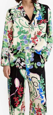 Smythe Pajama Shirt In Graphic Botanical