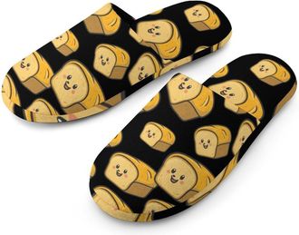 Generic Cute Bread Mens Cotton Slippers Memory Foam Comfort House Shoes Winter Indoor Slipper for Hotel Casa Spa
