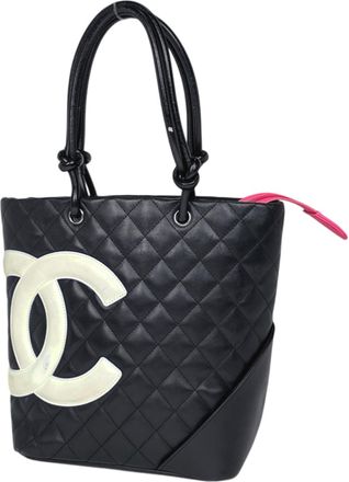 Chanel Black Leather Handbag Tote Bag (Pre-Owned)