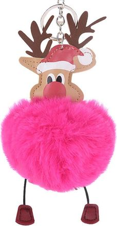 Generic Cute Fluffy Reindeer Shape Key Chain Keyring Women Purse Bag Hanging Pendant.Practical design and Durable