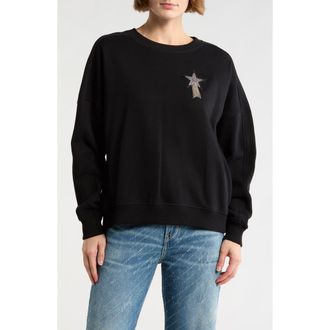 Boss Orange by Hugo Boss Star Logo Embroidered Sweatshirt in Black/Black at Nordstrom Rack, Size X-Small