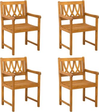 vidaXL Sillas De Jard&iacute;n 4 Uds. Natural Madera De Acacia S&oacute;lida Vidaxl