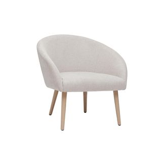 Miliboo Miliboo - Sill&oacute;n Tejido Efecto Aterciopelado Texturizado Beige Con Patas De Madera Clara Olivia