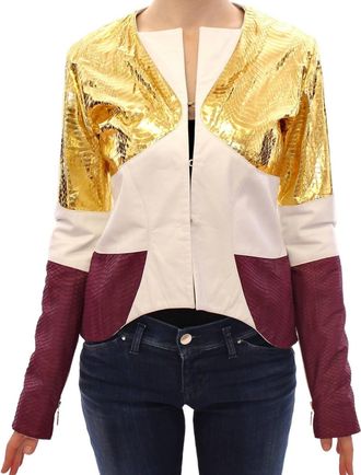Vladimiro Gioia Womens Leather Jacket In Multi