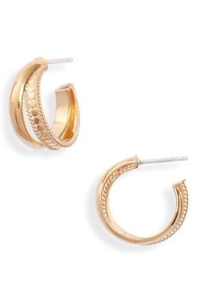 Anna Beck Smooth Dome & Dotted Crossover Hoop Earrings in Gold at Nordstrom