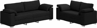 vidaXL Juego De Sof&aacute; 2 Pcs Negro 219 X 77 X 82 Cm Tela Vidaxl