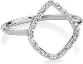 Monica Vinader Riva Diamond Hoop Ring in Silver at Nordstrom, Size 10