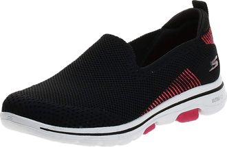 Skechers Womens Go Walk 5-Prized Sneaker, Black/Pink, 10 W US
