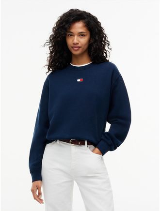 Tommy Hilfiger Womens Tommy Jeans Badge Boxy Fit Sweatshirt - Navy - XL
