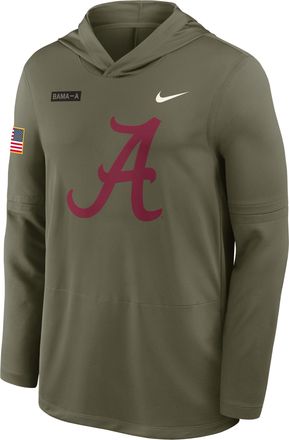 Nike Alabama 2025 Military Appreciation Nike Mens Dri-FIT College Long-Sleeve Hooded Top in Green | 03B92DHABN-GQY