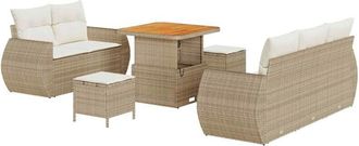 vidaXL Conjunto De Sof&aacute; De Jard&iacute;n 8 Pcs Beige Rat&aacute;n Sint&eacute;tico Vidaxl