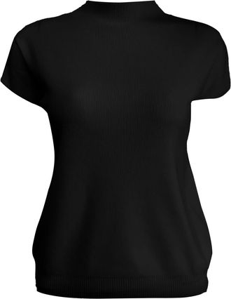 Generic Womens Short Sleeve Mock Neck Sweater Small Turtle Collar Spring Summer Casual Basic Knitted Slim Fit Pullover Black