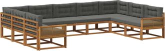 vidaXL Conjunto De Sof&aacute;s De Exterior 9 Uds. Natural Y Antracita Vidaxl