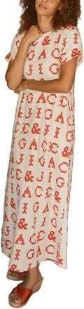 Ace & Jig Mette Button Back Belted A-line Maxi Dress in Monogram at Nordstrom, Size Xx-Small