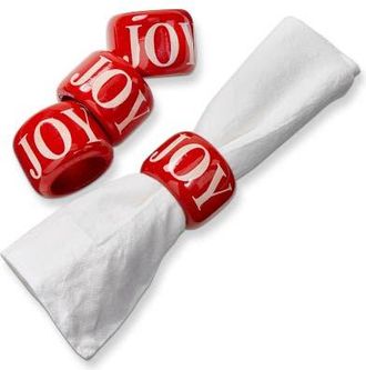 Tag Joy Red Wood Napkin Ring Set for Christmas Table Decor at Nordstrom