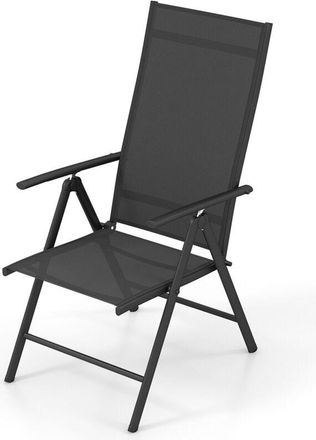 Costway Costway - Patio Folding Dining Chairs Adjustable Outdoor Reclining Chairs w/Armrests