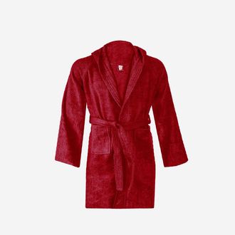 Aqa Accappatoio Rosso In Cotone 100% Con Cintura E Cappuccio Sicilia