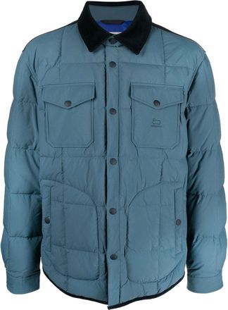 Woolrich quilted press-stud fastening jacket - men - Polyamide/Wool/Polyester/Cotton/Polyamide - M - Blue