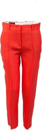 Loro Piana Rode Linnen Broek - Dames - Slim Fit Broeken - Rood - S - Linnen - Broeken