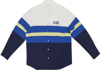 Aim&eacute; Leon Dore Blue Colorblock Logo Shirt