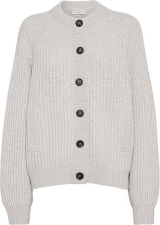 Brunello Cucinelli Cashmere Feather yarn cardigan in Cool Beige at Nordstrom, Size Xx-Small Eu