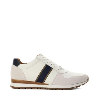 Dune London Mens Treck - Stripe-Detail Runner Trainers - White material_leather1 - Size UK 10
