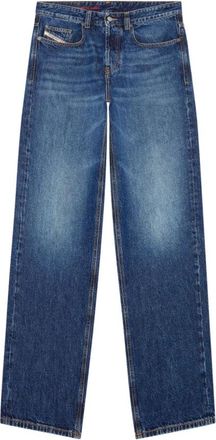 Diesel Jeans, Heren, Blauw, W30, Katoen, Blauwe Katoenen Denim Jeans met Logopatch