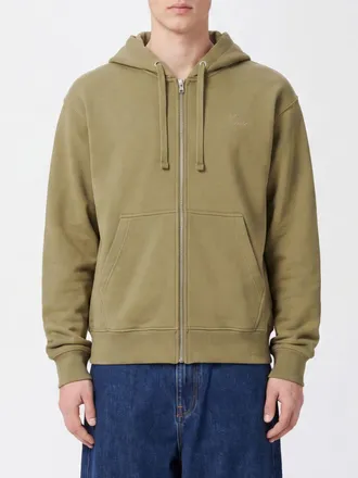 Kenzo Felpa in cotone con cappuccio, coulisse e chiusura frontale a zip