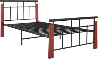 vidaXL Bed Frame without Mattress Metal and Solid Oak Wood 90x200 cm Vidaxl