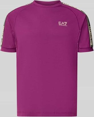 Emporio Armani T-Shirt aus Viskose-Mix mit Logo in Lila, Gr&ouml;&szlig;e XXXL