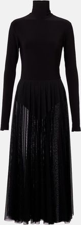 Norma Kamali Abito midi in jersey e mesh