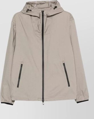 Emporio Armani textured hooded nylon raincoat