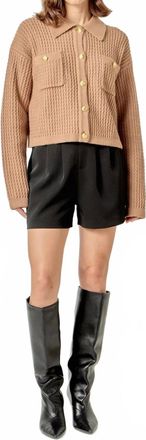 English Factory Textured Knit Lady Jacket In Beige