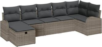 vidaXL Garden Sofa Set with Cushion 7 pcs Grey Poly Rattan vidaXL