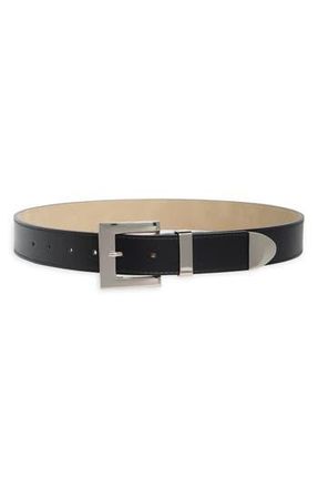 Steve Madden Rectangular Buckle Faux Leather Belt in Black at Nordstrom Rack, Size X-Large