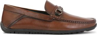 Kazar Comfortabele mocassins met metalen decoratie - Heren - Loafers - Bruin - 41 EU - Leer - Schoenen