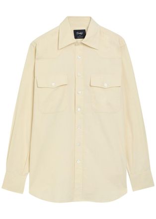 Drake's Drakes Patch Pockets Corduroy Overshirt - Beige - M