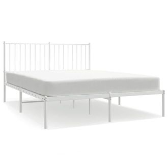 Berkfield Home Metal Bed Frame with Headboard White 140x200 cm