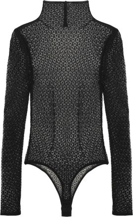 Khaite Lace Bodysuit met Opstaande Kraag - Dames - Bodies - Zwart - M - Tops