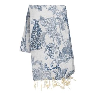 Saint Barth Scarves, female, Blue, Size: ONE SIZE Telo Mare Foutas Jacquard
